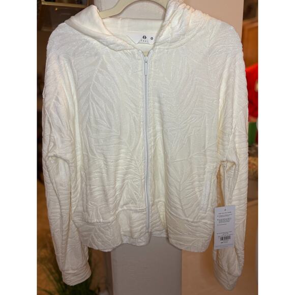 Tavi Women's Palm Terry Zip Hoodie White Size M 4-10 NEW - Picture 2 of 6